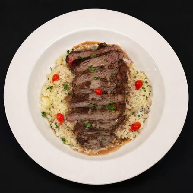 Steak with Red Wine Sauce.